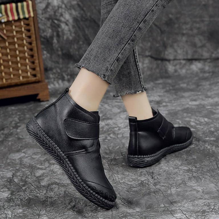 Hook And Loop Round Toe Sneaker Boots