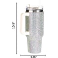 thumbnail image 2 of Lashicorn Silver Rhinestone 40 oz. Tumbler with Handle and Straw Lid Bling Tall Jewel Cup Gift White Insulated, 2 of 4