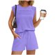 thumbnail image 4 of Mujeres de Color Sólido Manga Corta Delantera Plisada Cuello Redondo Y Pantalones Cortos para Yoga, Correr, Entrenamiento, Fitness Y Uso Diario, 4 of 8
