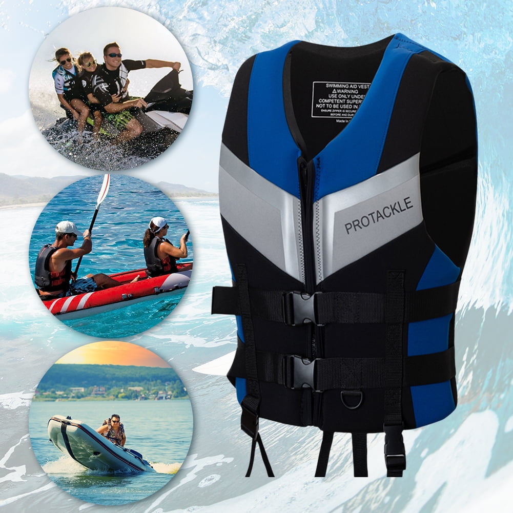 Water Kayaking Jacket for Adults and Kids, Buoyancy Swimsuit Boating Fishing Waistcoat Zipper Closure, Unisex Outdoor Water Sports Vests(Blue M)