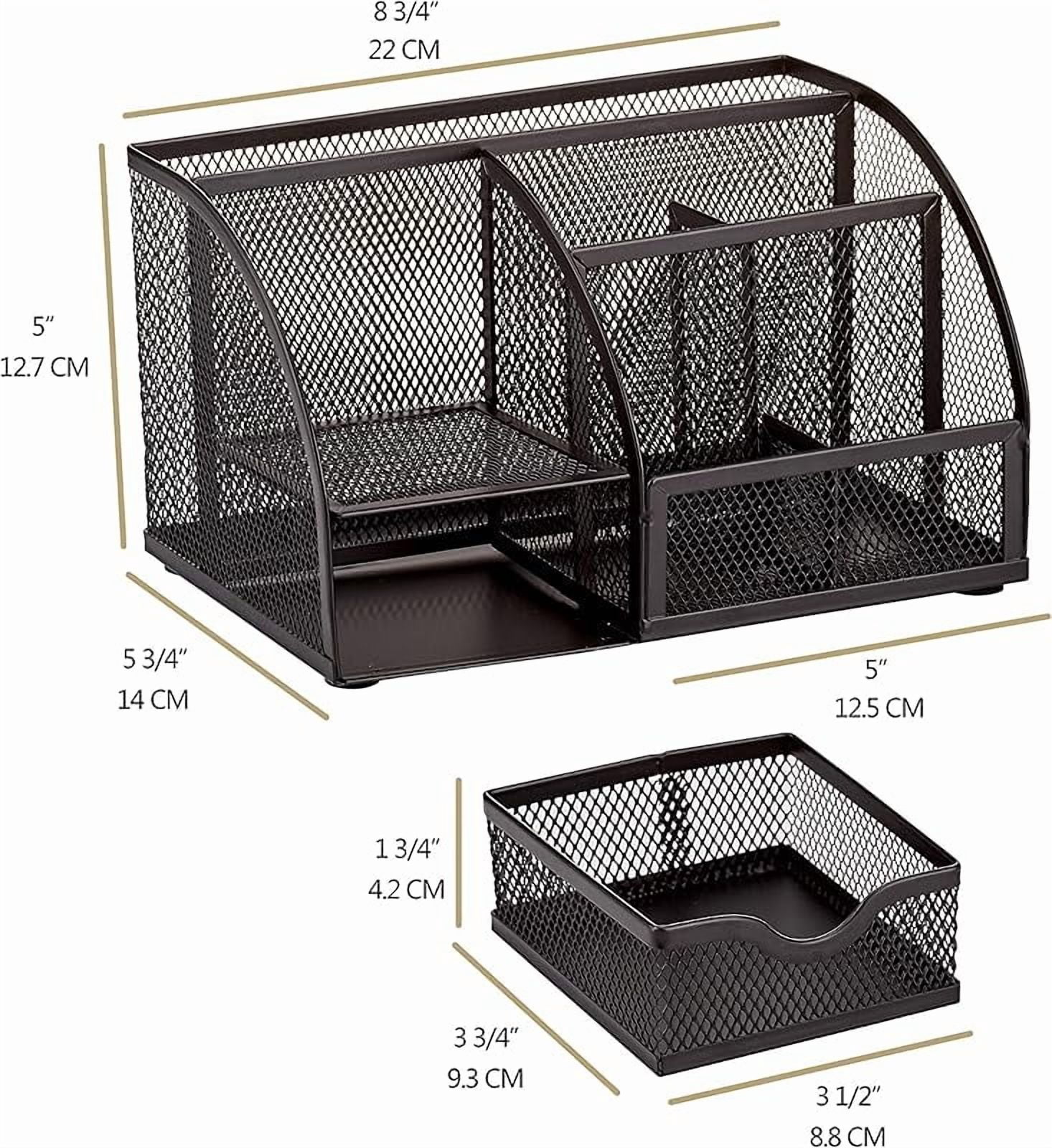 Mesh Desk Organizer Office with 7 Compartments + Drawer/Desk Tidy Candy/Pen Holder/Multifunctional Organizer