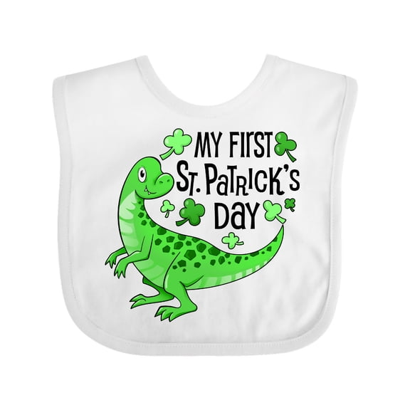 Inktastic My 1st St. Patrick's Day Green Dinosaur Boys or Girls Baby Bib