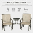 thumbnail image 4 of Outsunny Outdoor Glider Chairs with Coffee Table, Patio 2-Seat Rocking Chair Swing Loveseat with Breathable Sling, Light Brown, 4 of 9