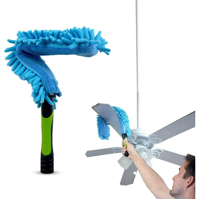 EVERSPROUT Flexible Microfiber Ceiling & Fan Duster | Extra-Long 25'' Duster with Handle | Removable & Washable Sleeve | Bends to Clean Any Fan Blade