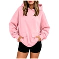 thumbnail image 2 of SYwaren Plus Size Hoodie for Women Pullover Sweatshirt Long Sleeve Casual Solid Color Dual Flap Pockets Fall Winter Tops, 2 of 8