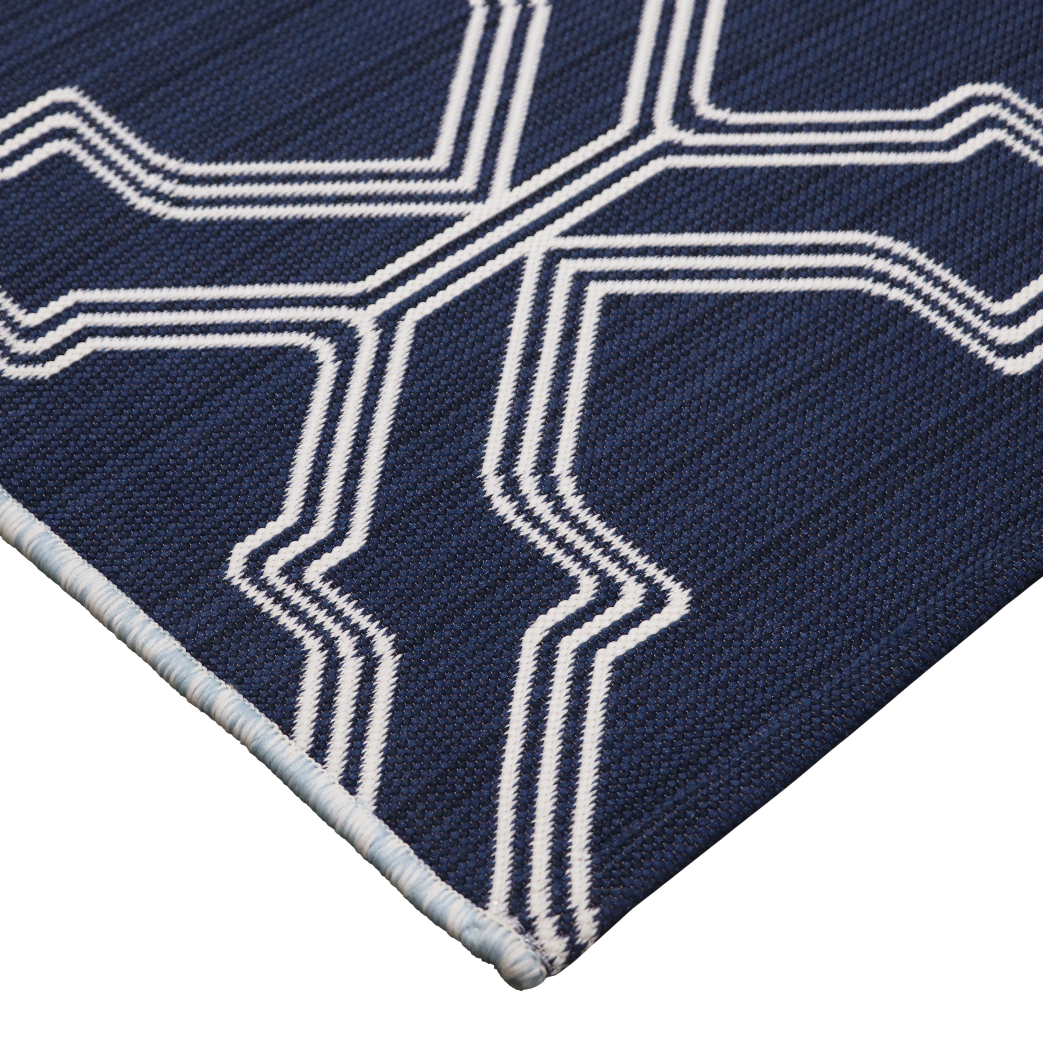 Better Homes & Gardens Stripe Blue Striped Outdoor Rugs, 8' x 10', Reversible
