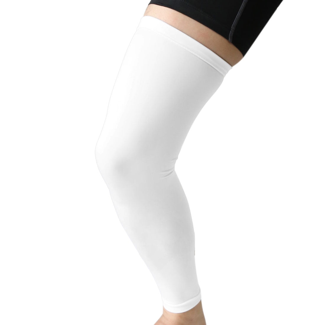 White M Size Long Outdoor Sport Stretch Brace Leg Sleeve Knee Calf UV ...