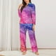 thumbnail image 2 of Balery Rainbow Glitter Cute Conjunto de Pijama con Estampado para Mujer, Conjunto de Dos Piezas con Manga Larga, Ropa de Dormir Suave con Bolsillos, Pijamas Cómodos-XX-Large, 2 of 7
