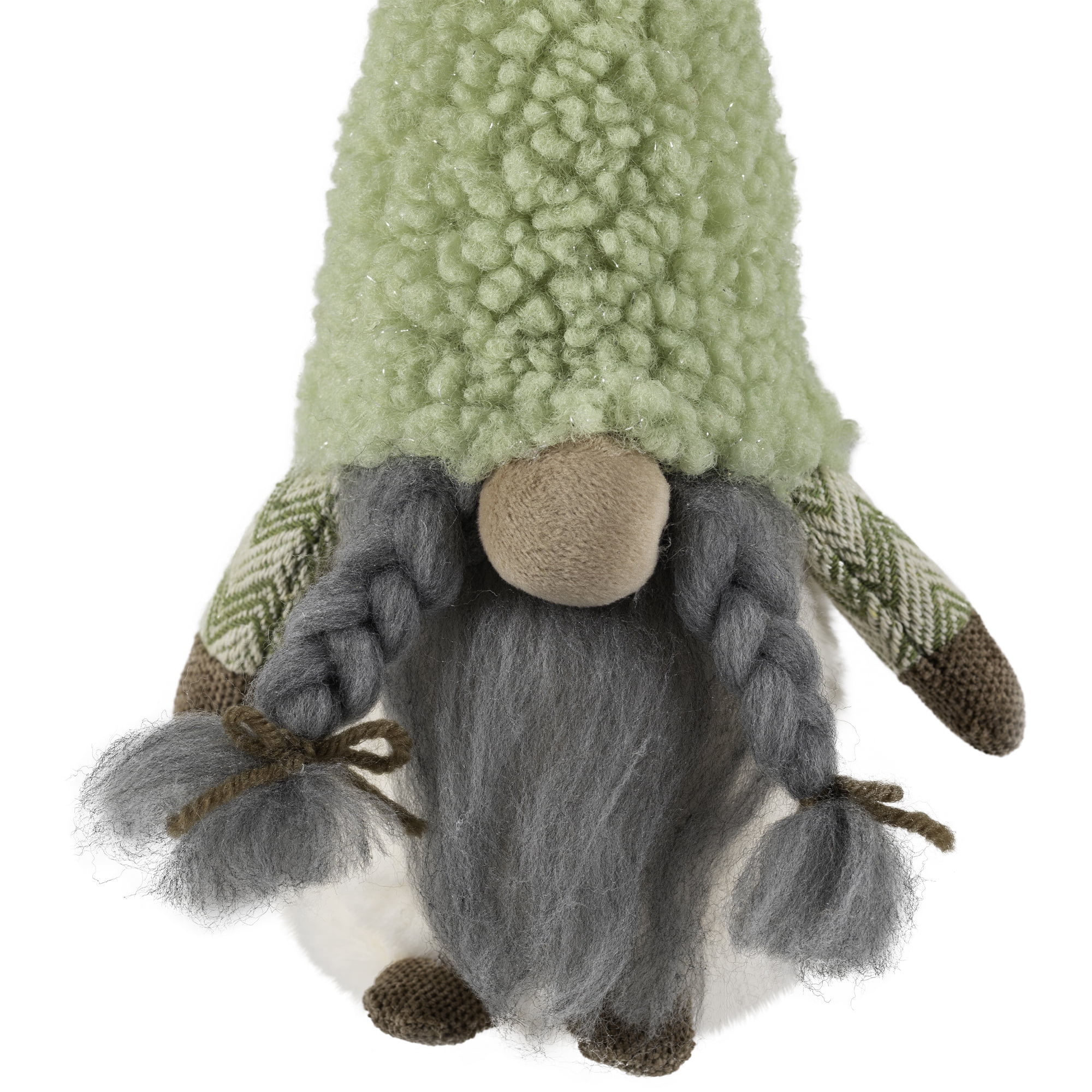 Gnome Girl in Faux Fur Hat Christmas Figure - 12" - Green