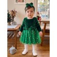 thumbnail image 4 of RUINIXCW Baby Girl Christmas Dress Star Print Long Sleeves Dress with Bow Headband, 4 of 8