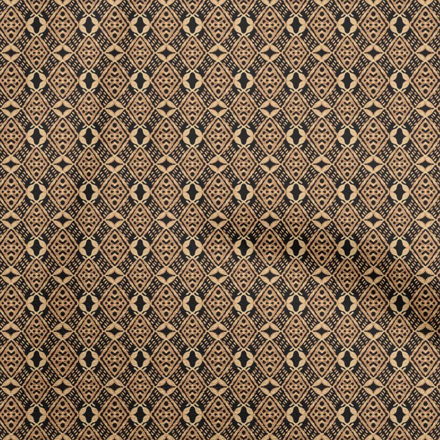 oneOone Cotton Flex Brown Fabric Geometric Craft Projects Decor Fabric Printed By The Yard 40 Inch Wide