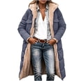 thumbnail image 3 of Dzrciro Long Winter Coats for Women, Fleece Lined Collared Full Zip Waterproof Hooded Trench Coat with Pockets, Thick Thermal Versatile Windbreaker Puffer Jackets S-5XL, 3 of 10