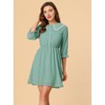 thumbnail image 1 of INSPIRE CHIC Women's Stars Dots Print Turn Down Collar Ruffled 3/4 Sleeve Dress, 1 of 4