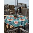 thumbnail image 6 of Outdoor Tablecloth with Umbrella Hole, Boho Turquoise Spillproof Waterproof Outdoor Table Cover, Geometric Minimalist Colorful Floral Patio Tablecloths for Party/Garden/Picnic, Round 60 inch, 6 of 9