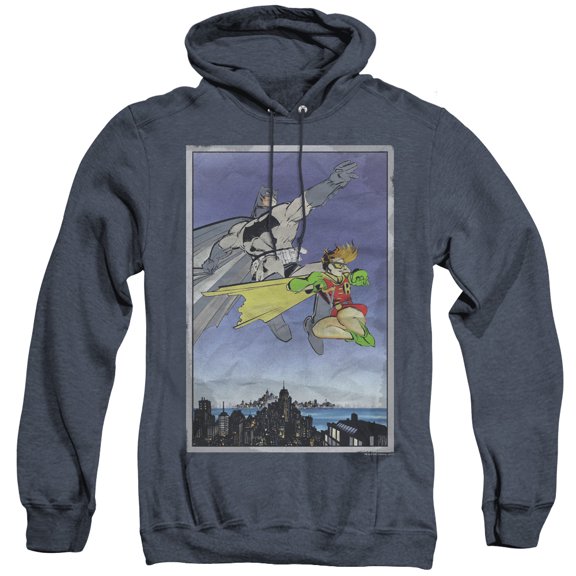 Batman Dkr Duo Adult Heather Hoodie Sweatshirt Navy