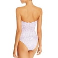 thumbnail image 2 of Peony Floral Print Strapless Smocked One-Piece Swimsuit , Purple, Purple, 10, 2 of 2
