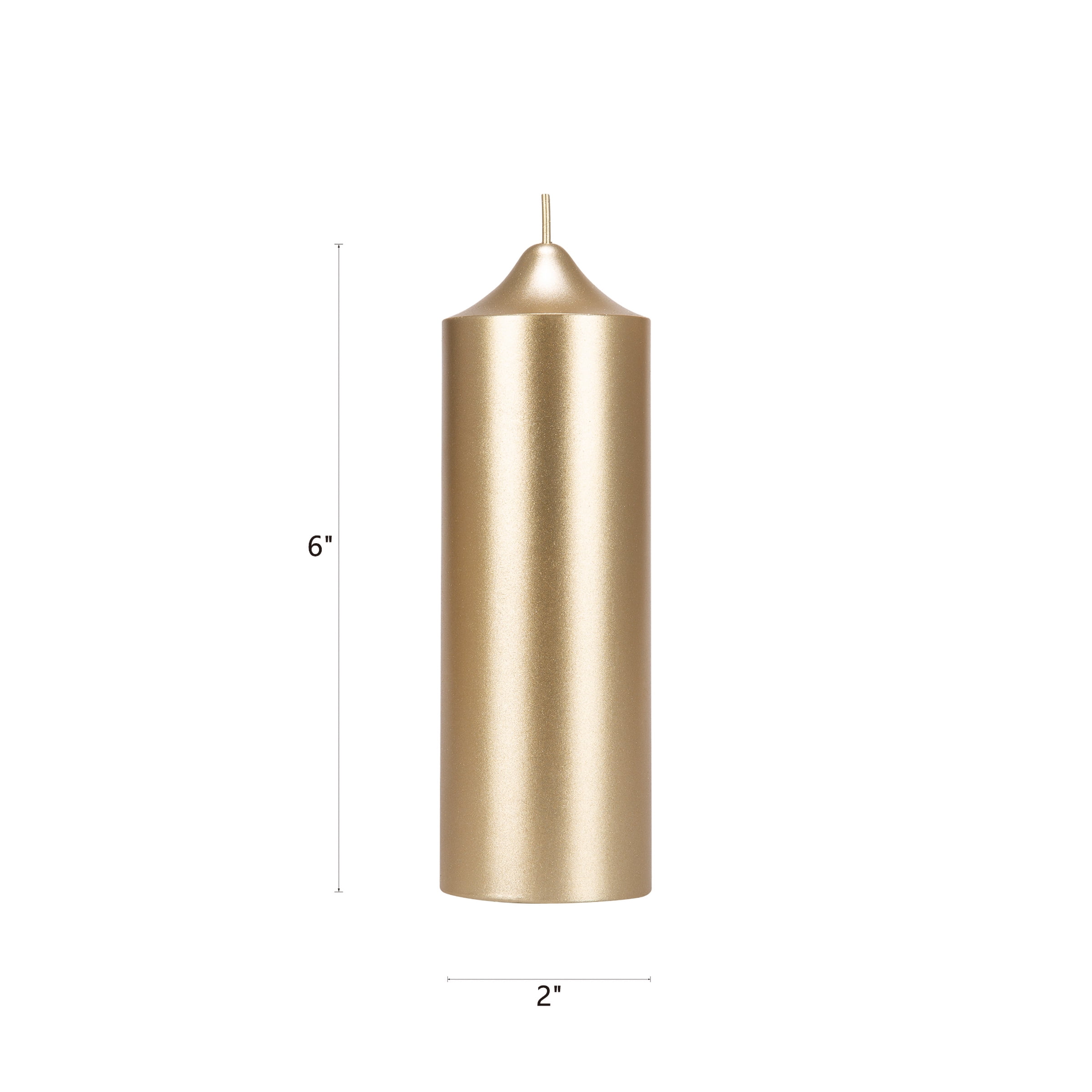 Mega Candles 1 pc Unscented Gold Dome Top Round Pillar Candle, Hand Poured Premium Wax Candles 2 Inch x 6 Inch, Home Décor, Wedding Receptions, Baby Showers, Birthdays, Celebrations, Party & More