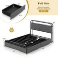 thumbnail image 3 of Costway Full Size Bed Frame with LED Lights & Charging Station Storage Headboard Black, 3 of 10