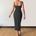 thumbnail image 5 of Sngxgn Dress for Women Long Satin Slip Dress Chemise Soft V Neck(Black,S), 5 of 5