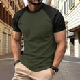 thumbnail image 2 of Mens T Shirts Color Blocked Twill Business Sport Raglan Sleeve Short Sleeved Green Mens Graphic T-Shirts size XXL, 2 of 8