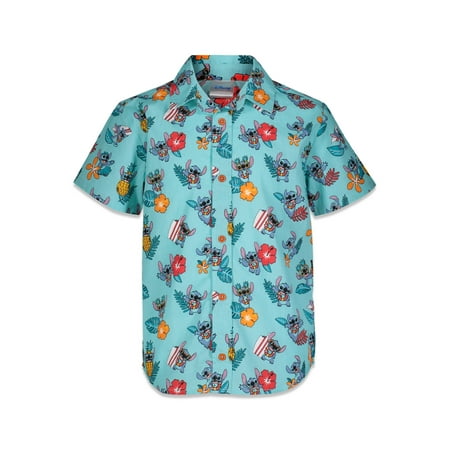 

Disney Lilo & Stitch Big Boys Hawaiian Button Down Shirt Toddler to Big Kid