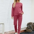 thumbnail image 2 of MSJUHEG Womens Loungewear Set Satin Pajama Set for Women Sets for Women 2 Jogger Pajama Long Sleeve Pants Loungewear Sweatsuits Casual Matching Outfits Womens Pajamas Hot Pink Xl, 2 of 3