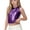 Purple, variant on Girls Glitter Crop Top Sleeveless High Neck Metallic Silver Shiny Cami for Dance Party Tween Outfits,Size 9-10T