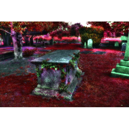 Canvas Print Halloween Graveyard Scary Cemetery Grave Horror Stretched Canvas 32 x 24