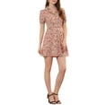 thumbnail image 2 of INSPIRE CHIC Robe Vintage Florale à Manches Courtes Col Camp Boutonnée Ligne A Femme Rose Poussiéreux L, 2 of 7
