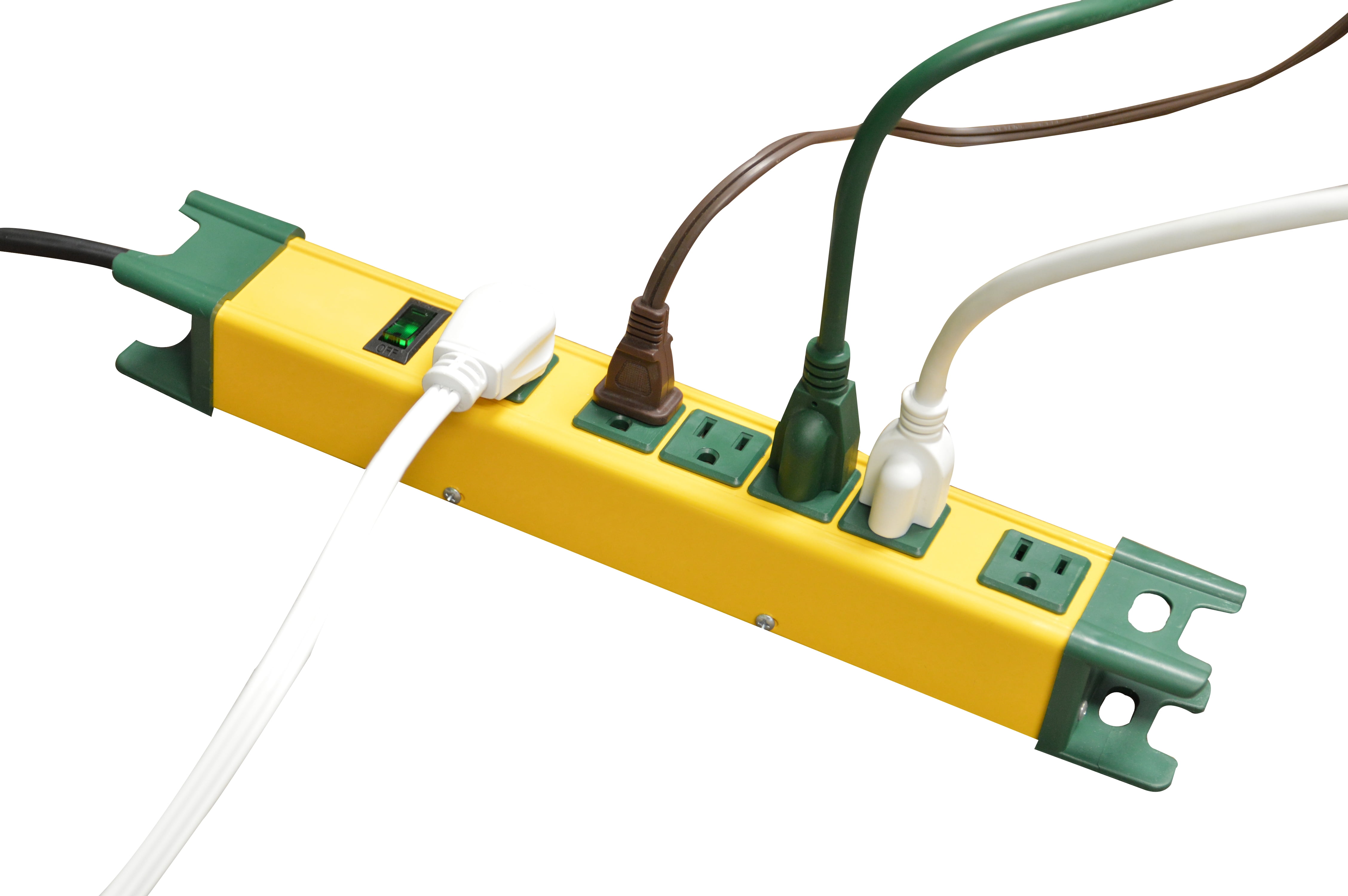GoGreen Power (GG-26114) 6 Outlet Metal Surge Protector, 250 Joules, Yellow/Green, 6 ft Cord