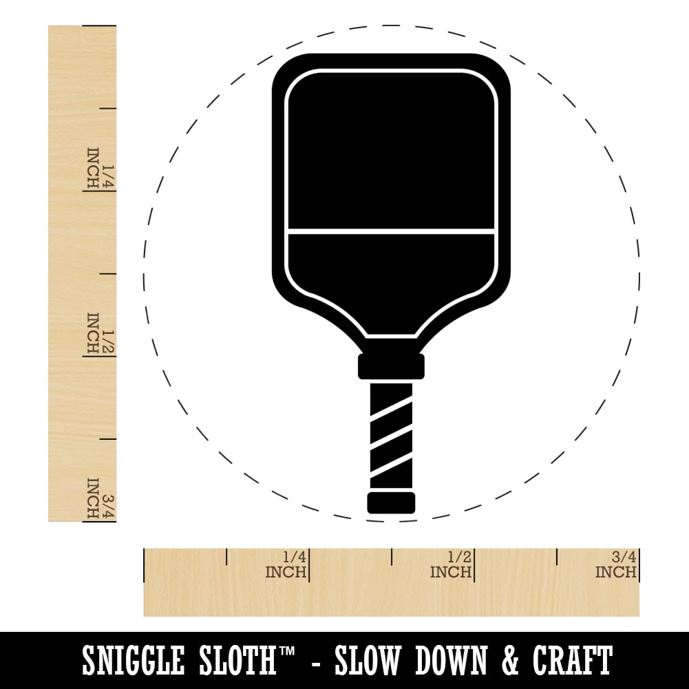 Pickleball Paddle Self-Inking Rubber Stamp Ink Stamper - Black Ink - Small 3/4 Inch