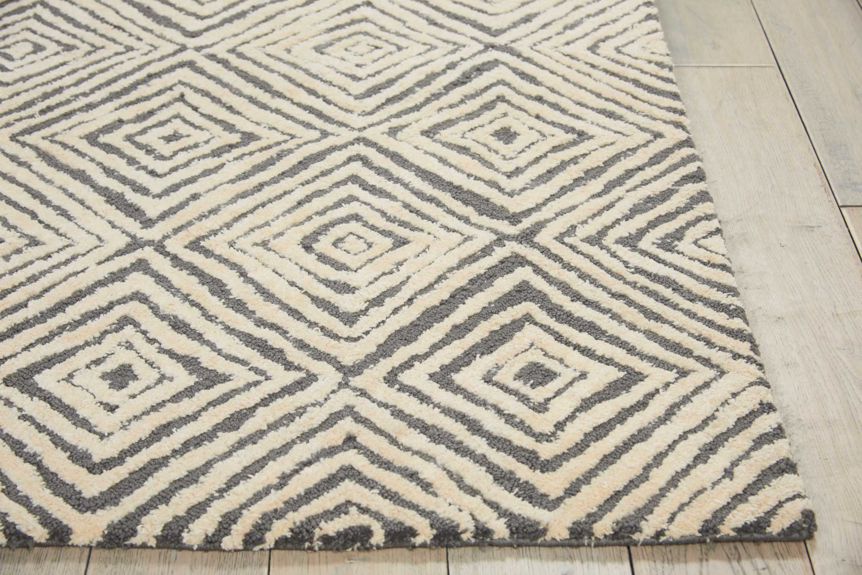 Nourison Modern Deco Modern Geometric Grey/Ivory 3'9" x 5'9" Area Rug, (4' x 6')