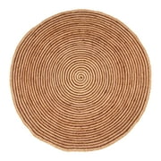 Chesterfield Farmhouse Hand Woven Reversible Braided Jute Area Rug, Natural and Dyed, 6' Round, Coffee