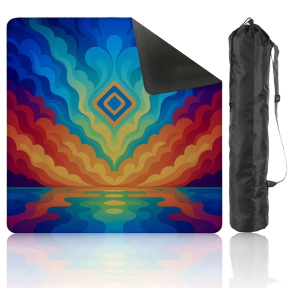 Mahjong Mat 31.5" x 31.5" Spectral Mountains Anti-Slip and Noise Reduction Symmetry Design Mahjong Tiles Table Cover for Dominoes Poker Card Board and Tile Games