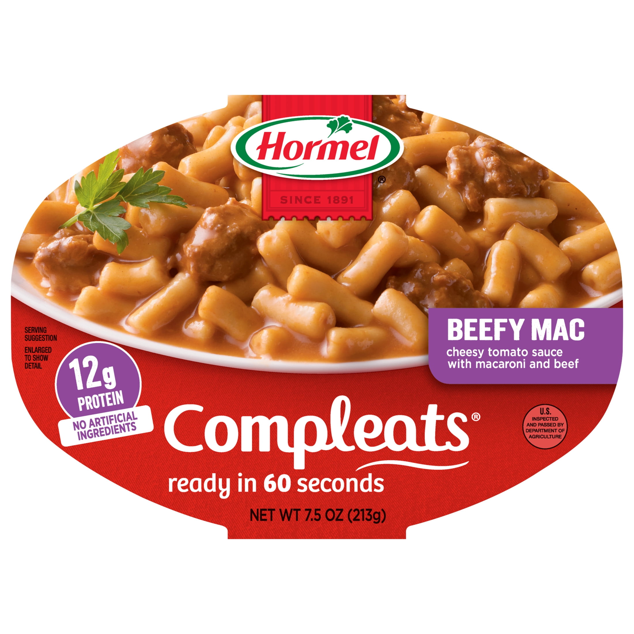 (7 pack) HORMEL COMPLEATS Beefy Macaroni and Cheese, Shelf-Stable, 12 grams Protein, 7.5 oz Plastic Microwaaveable Tray