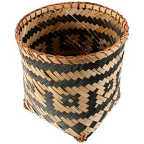 Set of 2 Bamboo Trash Can Wicker Paper Bin Wastepaper Cans Storage Crate Basket
