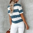thumbnail image 6 of Daznico Women's Summer Stripe Print Casual T-Shirt, Round Neck, Short Sleeve,Size 2XL, 6 of 9
