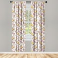 thumbnail image 3 of Cherry Blossom 2 Panel Curtain Set, Spring Concept Sparrow on Freshly Blooming Sakura Branches, Lightweight Window Treatment Living Room Bedroom Decor, 56" x 84", Rose Yellow, by Ambesonne, 3 of 5