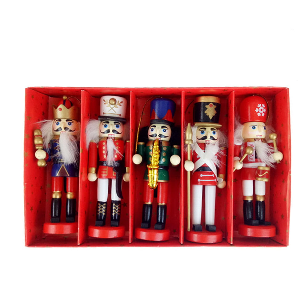 Yiju 5Pack of Unpainted Nutcracker Doll Soldier Figurines Christmas Decoration