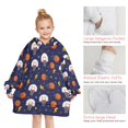 thumbnail image 5 of Basketball and Star Navy Pattern Flannel Blanket Hoodies for Teens ,Teens Oversize Sherpa Wearable Hooded Blanket Sweatshirt with Super Pockets, 5 of 6