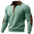 thumbnail image 2 of TOUMENY Men Sweater Button Down Long Sleeve Solid Collared Slim Tops Fall Winter Casual Vintage Fashion Pullover Mint Green XXXXL, 2 of 7
