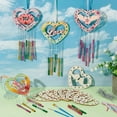 thumbnail image 4 of 12 Styles Heart Wind Chime Kit Wooden Chimes Make Your Own Chime Craft Valentine Themed Hanging Ornament Wood Arts and Craft for Christmas Tree Home Party Birthday Colorful, 4 of 6