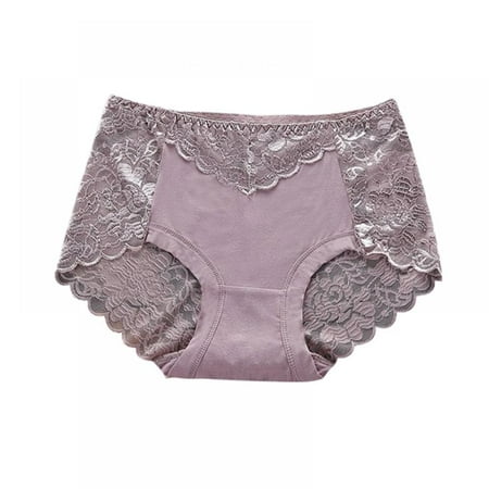 

Baywell Ladies Mid-rise Plus Size Lace Panties Sexy Back Cutout without Marks Belly Briefs Red Tag 3XL/US 2XL