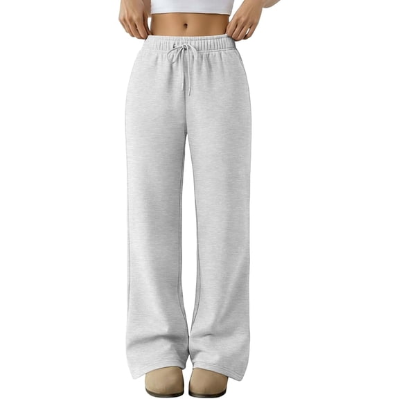 MLDRA Women’s Wide Leg Casual Lounge Pants for Work Going Out Travel,2026 Women Grey Pants with Drawstring Elastic Waist and Pockets