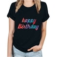 thumbnail image 2 of Fiudx Ofertas Relámpago Blusa Informal de Manga Corta con Estampado de Cuello Redondo para Mujer, 2 of 4