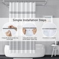 thumbnail image 5 of White Boho Stall Shower Curtain for Bathroom Grey Stripe Lines Bathtub RV Room Partition Decoration 36x72 inches Waterproof Fabric Shower Curtains with Hooks, 5 of 6