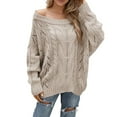 thumbnail image 6 of hotojiny Off the Shoulder Tops for Women Oversized Sweaters Fall Outfits Fashion Cable Knit Pullover Fall Clothes Long Sleeve Shirts, 6 of 6