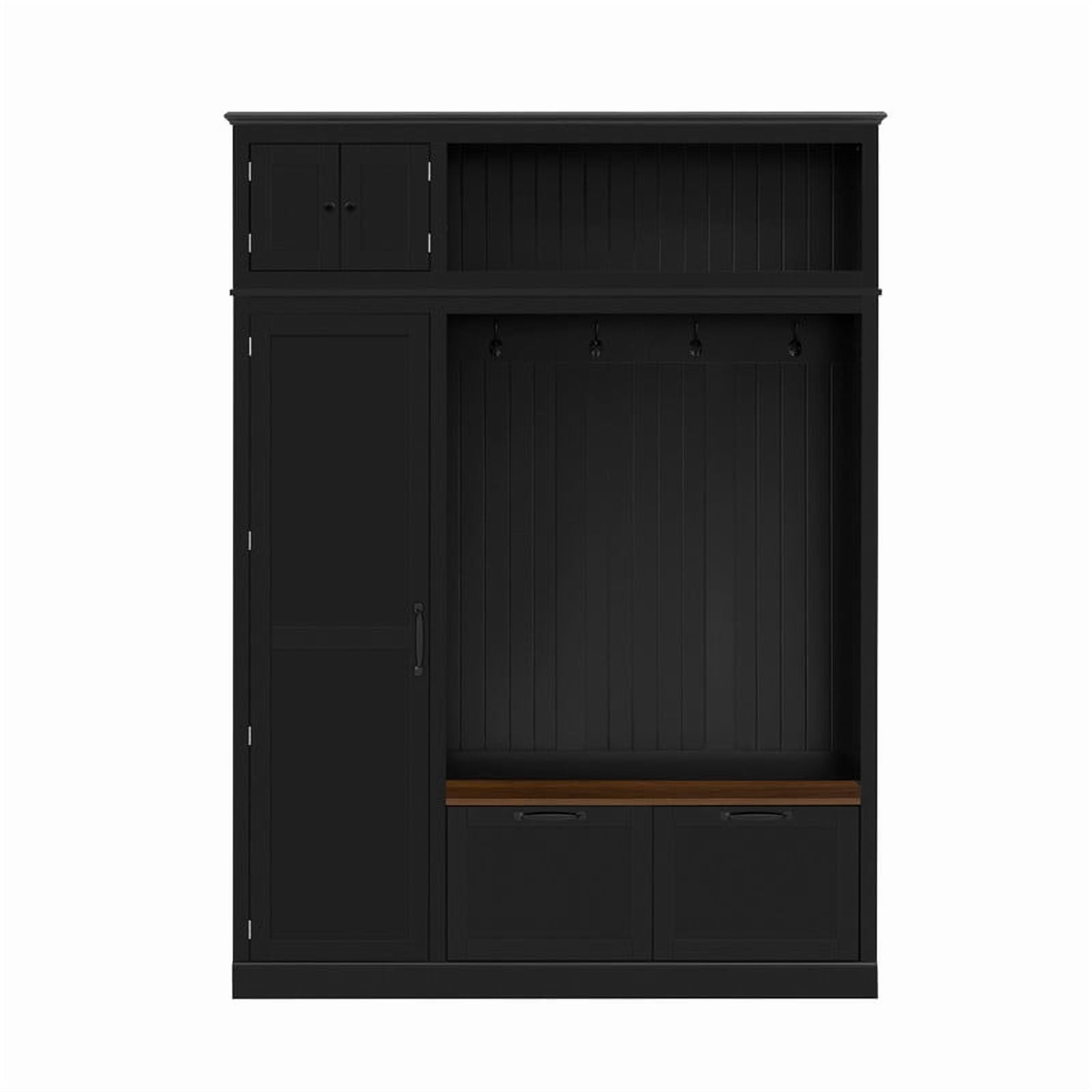 3-in-1 Hall Tree with Storage Cabinet & Adjustable Shelves, Heavy-Duty Storage Bench Entryway Organizer with Hooks & Drawers