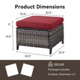 thumbnail image 7 of Unnifurnzi Outdoor Ottoman Set of 2-All Weather Wicker Outdoor Footstool with Removable Cushions Outdoor Olefin Fabric Patio Ottoman for Deck Porch Balcony Garden-Gray/Red, 7 of 7