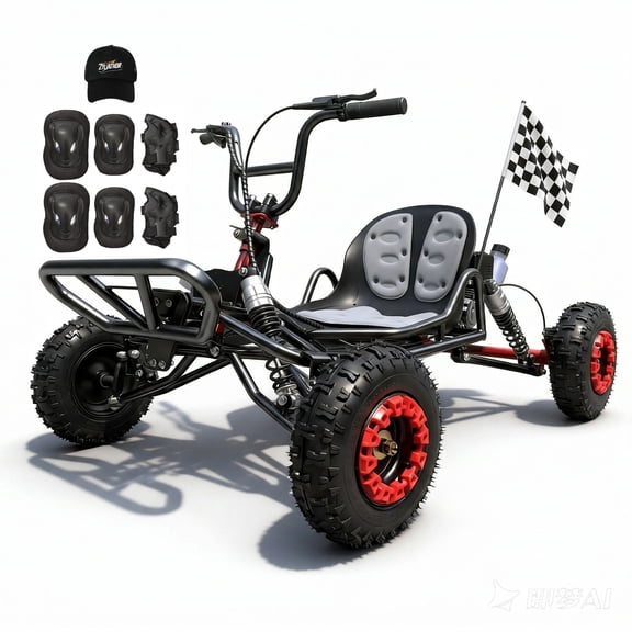 Zyliathor Gas Off-Road Go Kart, Hydraulic Disc Brake, Double-Wishbone Suspension, 400 lb Capacity,pull-cord start